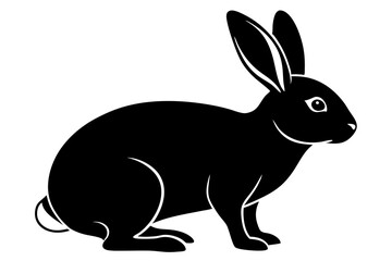 Rabbit vector silhouette on white background 