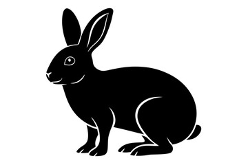 Rabbit vector silhouette on white background 