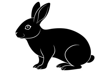 Rabbit vector silhouette on white background 