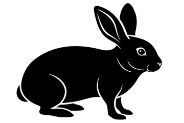 Rabbit vector silhouette on white background 