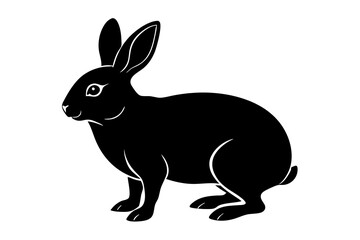 Rabbit vector silhouette on white background 
