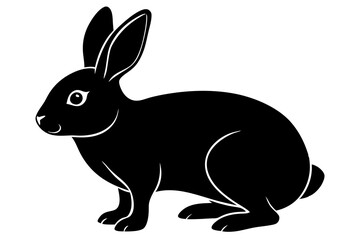 Rabbit vector silhouette on white background 