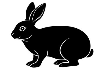 Rabbit vector silhouette on white background 