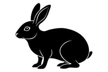 Rabbit vector silhouette on white background 