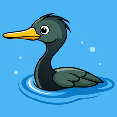 Cormorant bird swims icon vector illustration