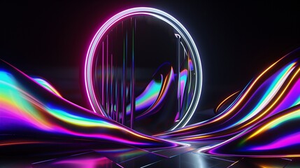 Abstract space doors and dynamic colorful smoke