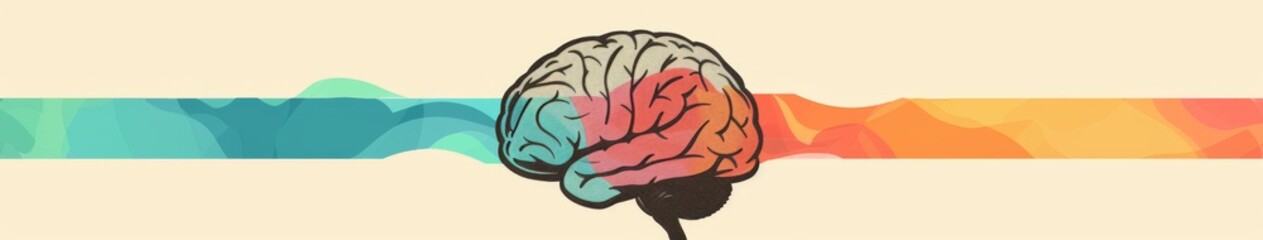 Obraz premium Abstract concept of psychology illustrated with a minimalist design, featuring a single brain,Abstract Human Mind in Space with Scientific Head Background, Featuring Minimalist Design Illustrating Psy