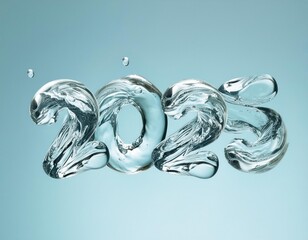 3d happy new year 2025 on a splash isolated on white