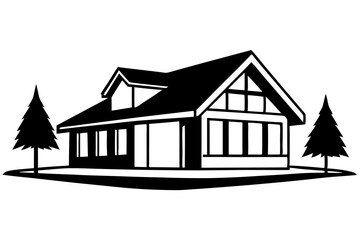 Modern house silhouette vector illustration.