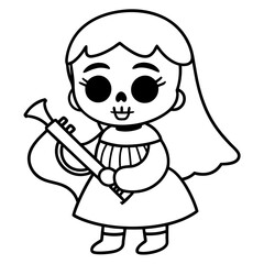  chibi-and-cute-la-llorona-playing-a-musical-instru