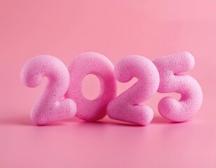 3d Happy new year 2025 on sponge  shape
