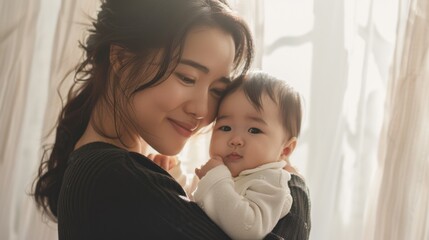 The loving mother and baby