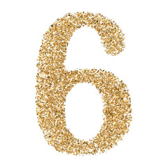 Gold Glitter Number 6