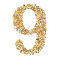 Gold Glitter Number 9