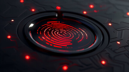 Obraz premium 3D digital fingerprint scanner. Fingerprint password encryption for security integrated into online. illustration background wallpaper.