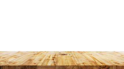 Light wooden table top on white background, Products presentation concept