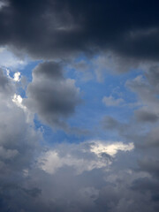 Obraz premium Cumulus clouds. White clouds on the blue sky close-up.