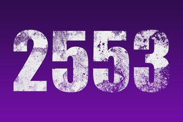flat white grunge number of 2553 on purple background.	