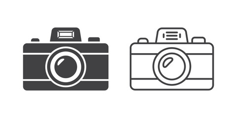 Camera icon in flat style. Photography vector illustration on isolated background. Photo sign business concept.