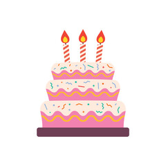 Sweet food icon in flat style. Birthday cake vector illustration on isolated background. Cupcake sign business concept.