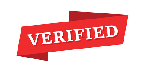 Verified banner icon in flat style. Verify label vector illustration on isolated background. Accepted sign business concept.