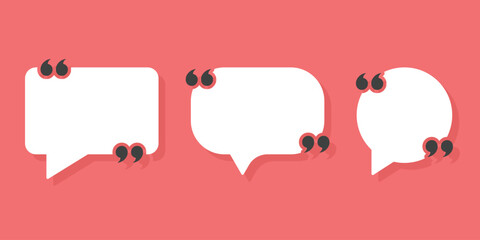 Quote frame icon in flat style. Speech bubble vector illustration on isolated background. Comment sign business concept.