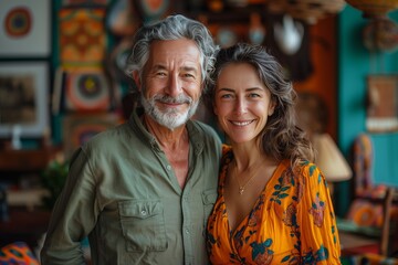 Fototapeta premium Affectionate Older Couple Embracing in Modern Home