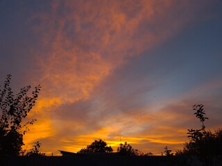 Serene Sunset Sky with Cirrus Clouds: A Perfect Background or Wallpaper
