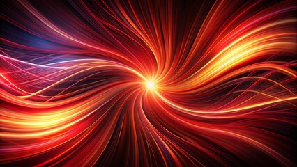 Vibrant crimson streaks swirl across a dark background, radiating dynamic energy and movement in an abstract, mesmerizing visual display.