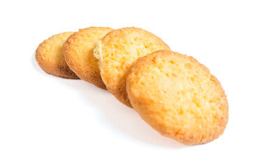 Danish butter cookies, butter cookies on isolated white background
