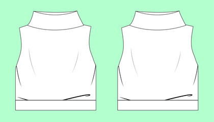 girls high neck vest flat sketch vector. 