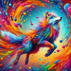 Obraz premium A Vivid Explosion of Feline Colors