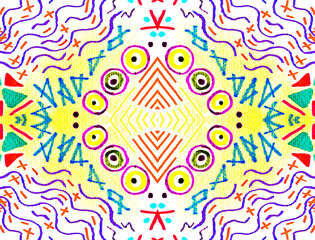 Ethnic Fabric. Rainbow Aztec Hand. Multicolor