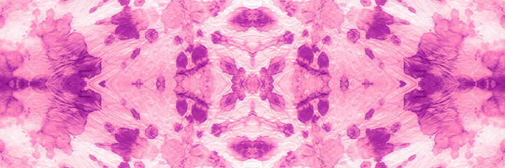 Pink Traditional Dye Pattern. Seamless Bleached.