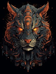 Obraz premium Cybernetic Tiger with Glowing Eyes