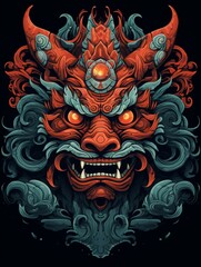 Crimson Oni Mask with Intricate Detail