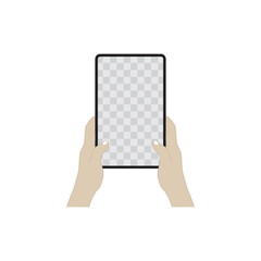 flat vector illustration.
hand holding an empty tablet or medium tray.