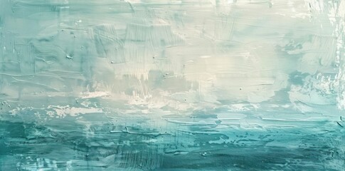 Abstract Turquoise and White Textured Painting