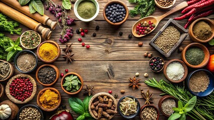 Variety of herbs, spices, and fruit used in herbal medicine, herbal medicine, natural remedies