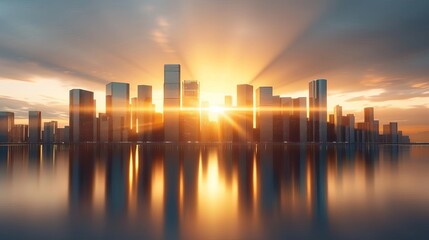Fototapeta premium Imagine a city of the future where holographic bankruptcy alerts illuminate the skyline, reflecting widespread economic downturn