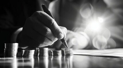 photo realistic close-up of a financial advisor managing wealth and assets, professional and trustworthy