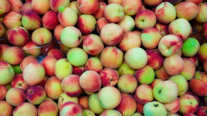 Fresh Peaches Pile Top View Colorful