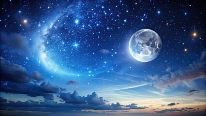 Soothing moon and stars in a clear night sky, moon, stars, night, sky, astronomy, celestial, peaceful, tranquil, beauty