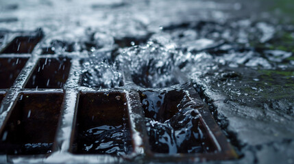 Close-up of water flowing into a drain