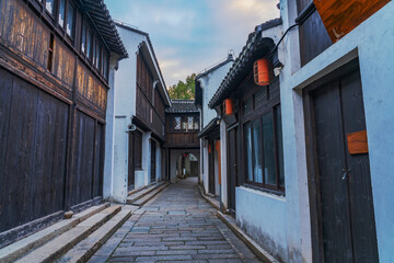 The Ancient Architecture and Street Market of Zhouzhuang Ancient Town in Suzhou, China