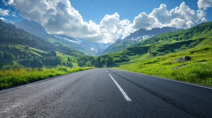 A Beautiful Road View Set Against The Backdrop Of The Swiss Alps