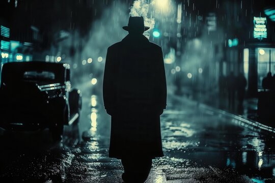Generative AI Old fashioned retro style gangster movie noir picture in dramatic scene moment,