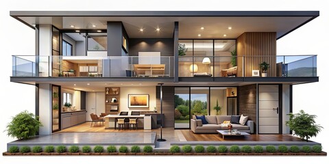 Sliced house with modern interior design , architecture, innovative, abstract, sliced, interior, , concept, contemporary