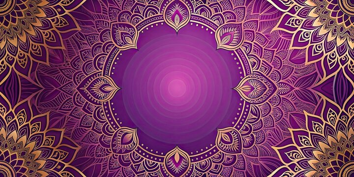 Splendid purple pink mandara pattern with golden outline, mandara, luxurious, elegant, intricate, design, vibrant, royal