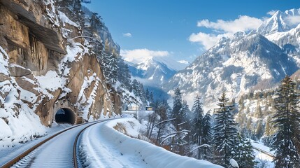 Snowy Mountain Train Tracks